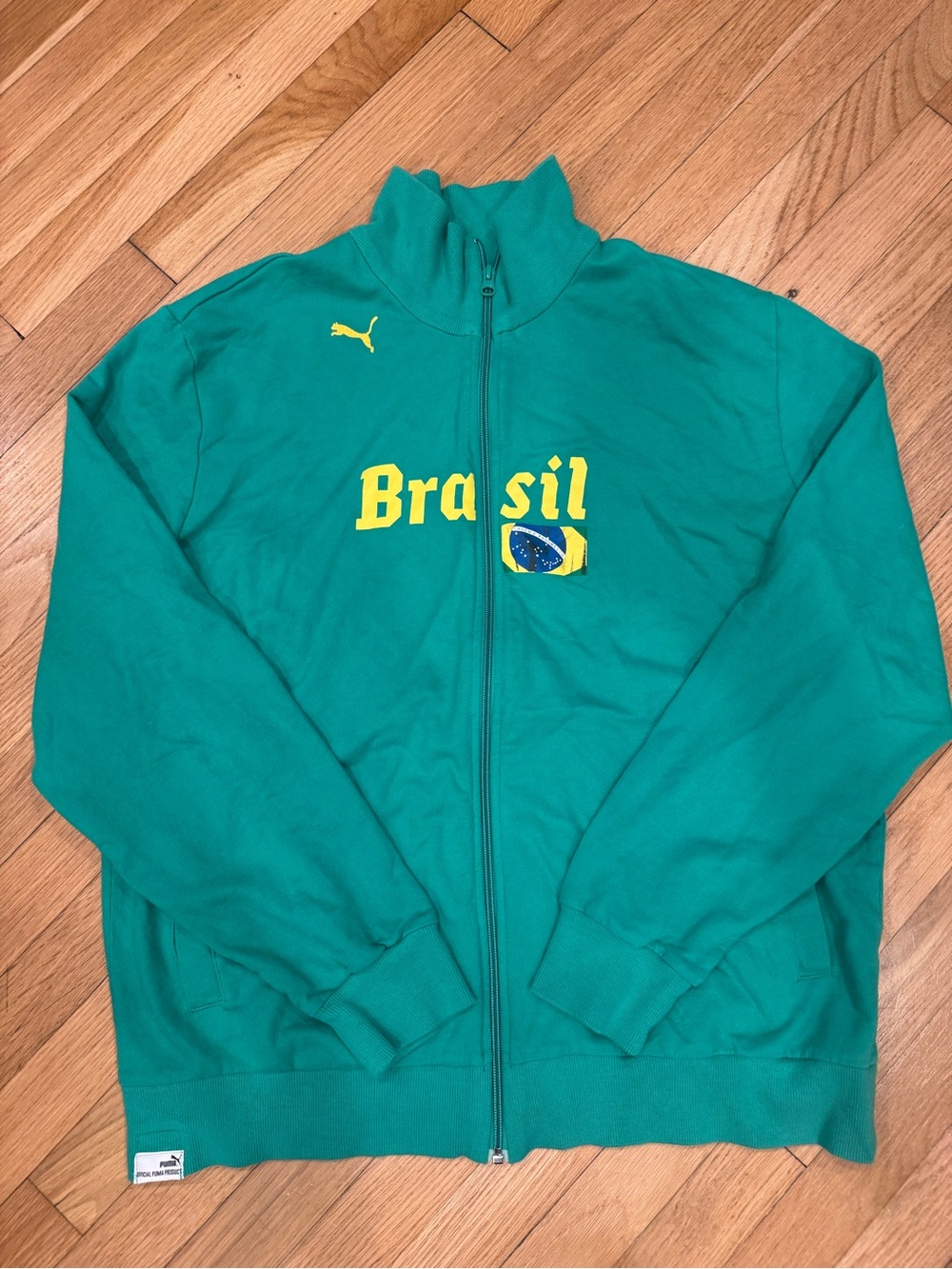 Puma Vintage  Teal Zip-Up Track Jacket with Red Logo Tags